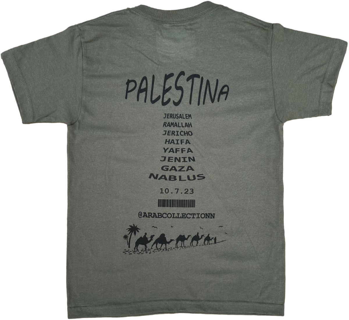 OLIVE GREEN "LOVE PALESTINA" GRAPHIC TEE