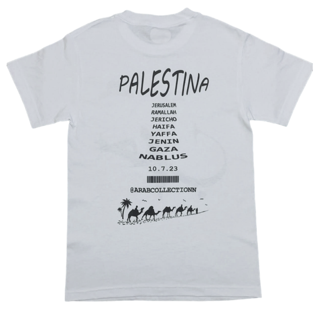 WHITE "LOVE PALESTINA" GRAPHIC TEE