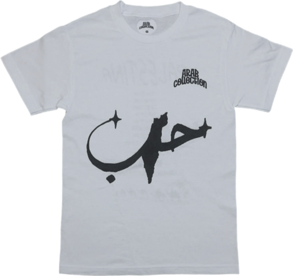 WHITE "LOVE PALESTINA" GRAPHIC TEE